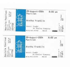 Aretha Franklin Unused Concert Tickets From August 20, 2004